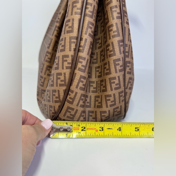 Authentic Fendi Zucchino Canvas and Leather Shoulder Bag - Picture 14 of 16